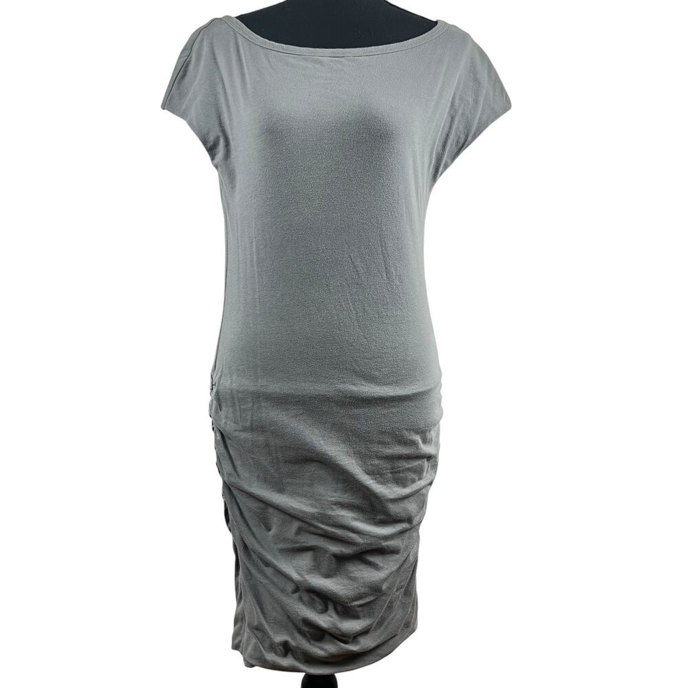 James Perse Standard US Sz M/2 Ruched TShirt Dress Cotton Stretch USA Minimalist
